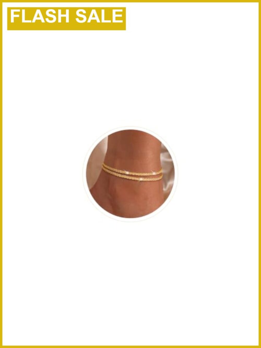 Layered Anklet 14K Gold Plated Adjustable Chain 8.5+2 Inch